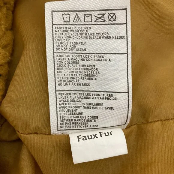 Madden Teddy Bear Jacket Size L Mustard Full Zip Pockets Lined Long Sleeve - Picture 12 of 13